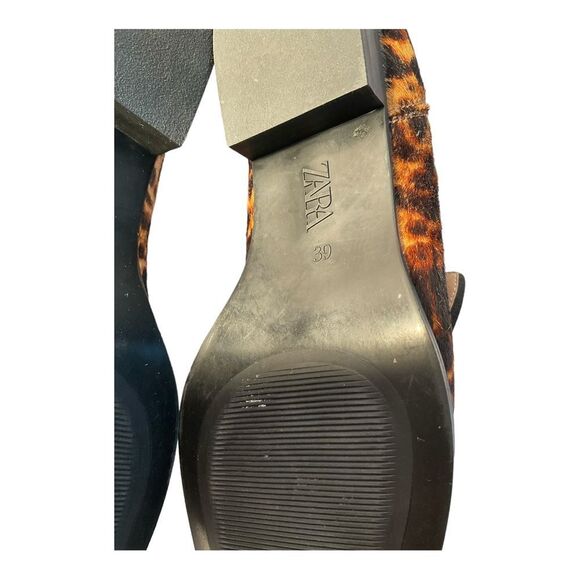 Zara Women’s Cow Furskin Leopard Print Loafers shoes Size 39 - Picture 11 of 13